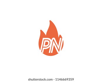 Initial letters PN in fire. Logo vector