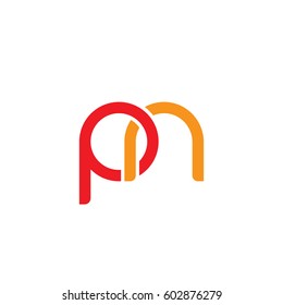 Initial letters pn, round overlapping chain shape lowercase logo modern design red orange