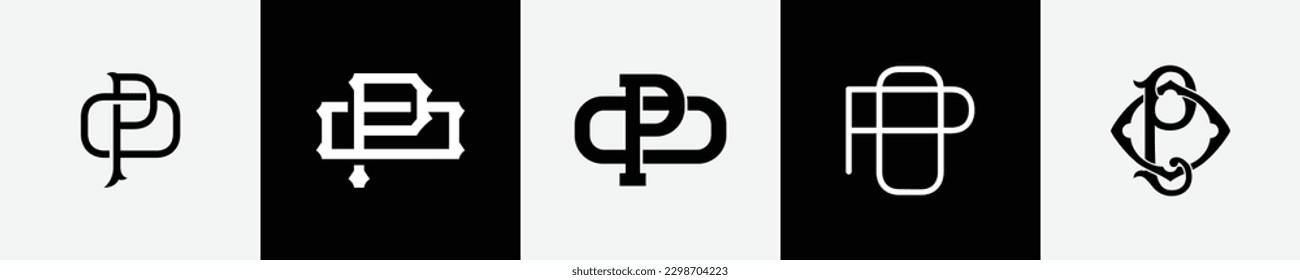 Initial letters PO Monogram Logo Design Bundle