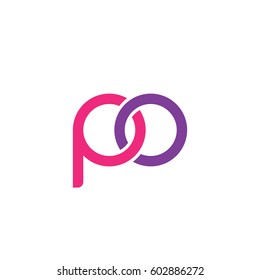 Initial letters po, round overlapping chain shape lowercase logo modern design pink purple