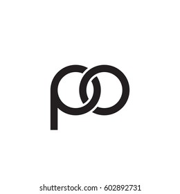 Initial letters po, round overlapping chain shape lowercase logo modern design monogram black