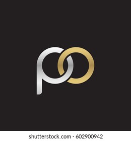 Initial letters po, round overlapping chain shape lowercase logo modern design silver gold