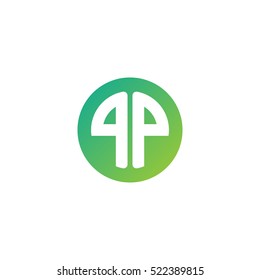 Initial letters PP circle shape green simple logo