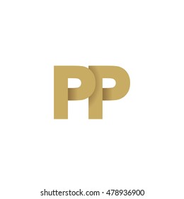 Initial letters PP overlapping fold logo brown gold