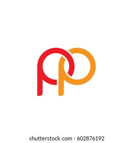 Initial letters pp, round overlapping chain shape lowercase logo modern design red orange