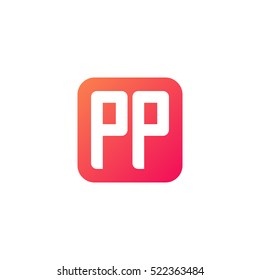 Initial letters PP rounded square shape red orange simple logo