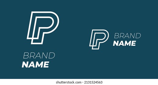 Initial letters PP set for business corporate identity logotype concept. Two combined P linear dynamic logo for company design. Vector isolated eps monogram signs template