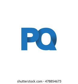Initial letters PQ overlapping fold logo blue