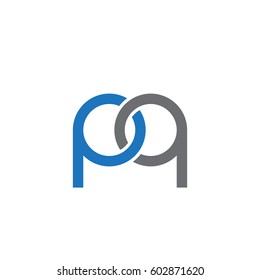 Initial letters pq, round overlapping chain shape lowercase logo modern design blue gray
