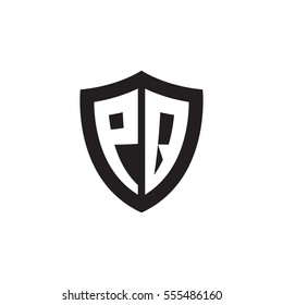 Initial letters PQ shield shape black monogram logo