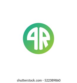 Initial letters PR circle shape green simple logo