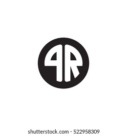 Initial letters PR circle shape monogram black simple logo