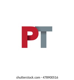 Initial letters PT overlapping fold logo red gray