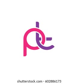 Initial letters pt, round overlapping chain shape lowercase logo modern design pink purple