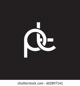 Initial letters pt, round overlapping chain shape lowercase logo modern design white black background