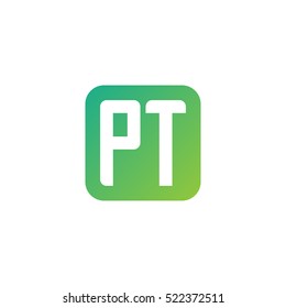 Initial letters PT rounded square shape green simple logo