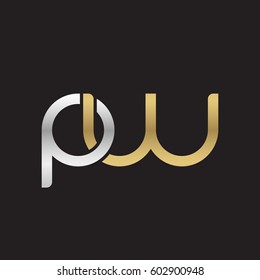 Initial letters pw, round overlapping chain shape lowercase logo modern design silver gold