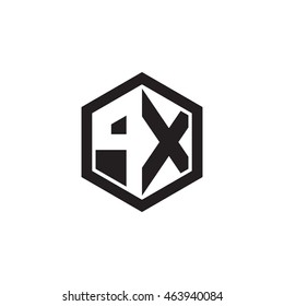 Initial letters PX negative space hexagon shape monogram logo