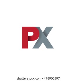 Initial letters PX overlapping fold logo red gray