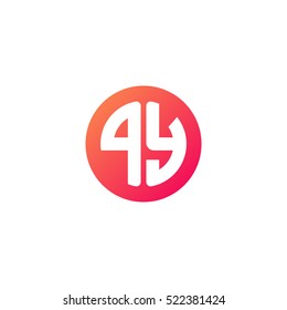 Initial letters PY circle shape red orange simple logo