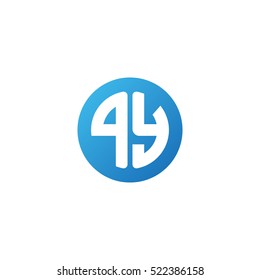 Initial letters PY circle shape blue simple logo
