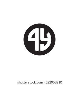 Initial letters PY circle shape monogram black simple logo