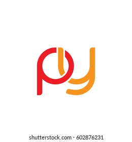 Initial letters py, round overlapping chain shape lowercase logo modern design red orange