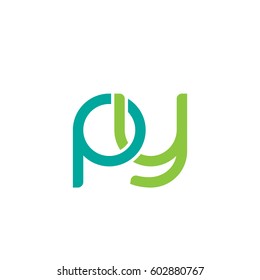 Initial letters py, round overlapping chain shape lowercase logo modern design modern green