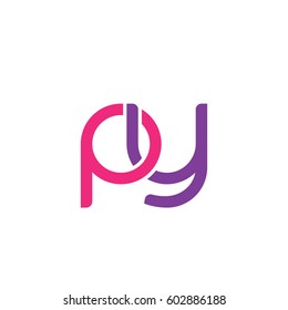 Initial letters py, round overlapping chain shape lowercase logo modern design pink purple