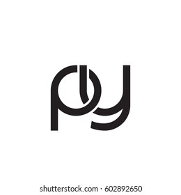 Initial letters py, round overlapping chain shape lowercase logo modern design monogram black