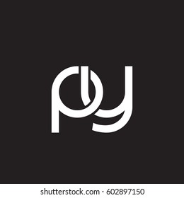 Initial letters py, round overlapping chain shape lowercase logo modern design white black background