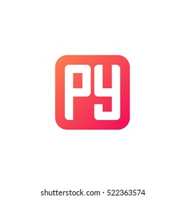 Initial letters PY rounded square shape red orange simple logo