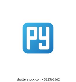Initial letters PY rounded square shape blue simple logo
