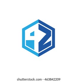 Initial letters PZ negative space hexagon shape logo