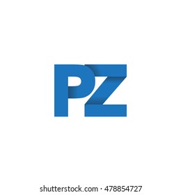 Initial letters PZ overlapping fold logo blue