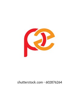 Initial letters pz, round overlapping chain shape lowercase logo modern design red orange