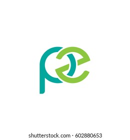 Initial letters pz, round overlapping chain shape lowercase logo modern design modern green