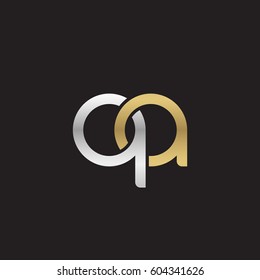 Initial letters qa, round overlapping chain shape lowercase logo modern design silver gold