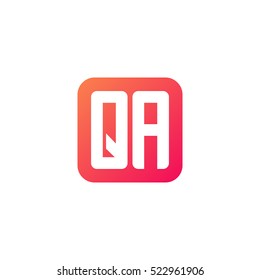 Initial letters QA rounded square shape red orange simple logo
