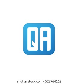 Initial letters QA rounded square shape blue simple logo