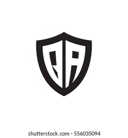 Initial letters QA shield shape black monogram logo