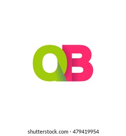 Initial letters QB overlapping fold logo green magenta