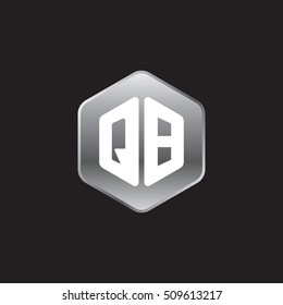 Initial letters QB rounded hexagon shape silver modern logo