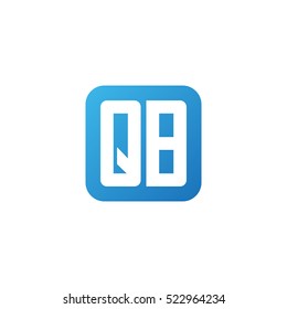 Initial letters QB rounded square shape blue simple logo