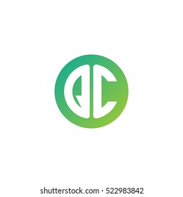 Initial letters QC circle shape green simple logo