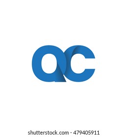 Initial letters QC overlapping fold logo blue