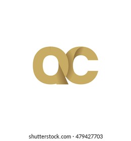 Initial letters QC overlapping fold logo brown gold