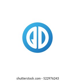 Initial letters QD circle shape blue simple logo