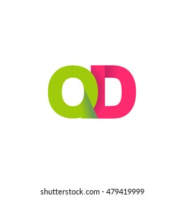 Initial letters QD overlapping fold logo green magenta