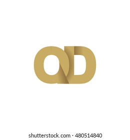 Initial letters QD overlapping fold logo brown gold
